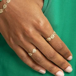 Gold & Diamond Monstera Leaf Eternity Ring