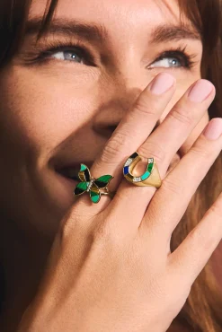 Gold & Diamond Mosaic Butterfly Ring
