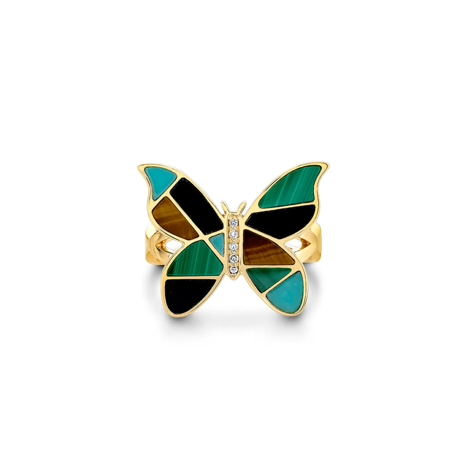 Gold & Diamond Mosaic Butterfly Ring