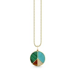 Gold & Diamond Mosaic Peace Sign Charm