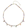 Gold & Diamond Multi Marquise Eye Flower Multicolor Zircon Necklace
