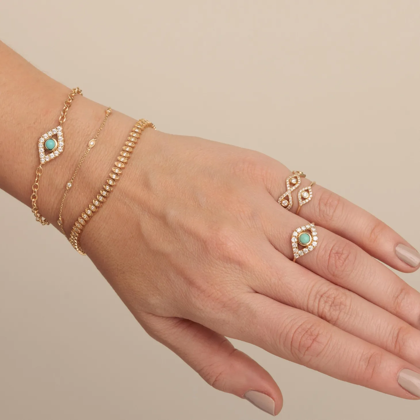 Gold & Diamond Multi Marquise Eye Bracelet