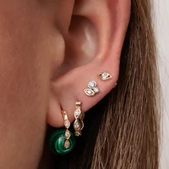 Gold & Diamond Multi Marquise Eye Hoops
