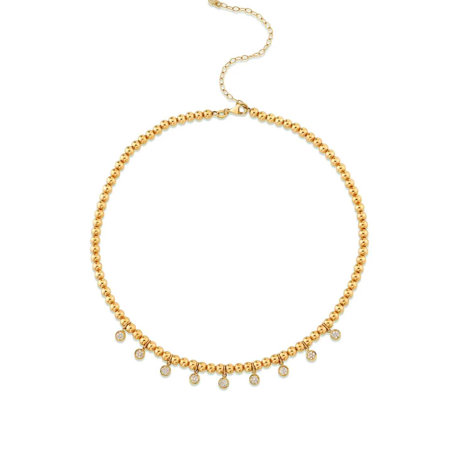 Gold & Diamond Multi Tiny Disc Necklace