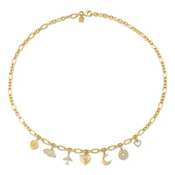 Gold & Diamond Multi-Charm Jet Set Necklace