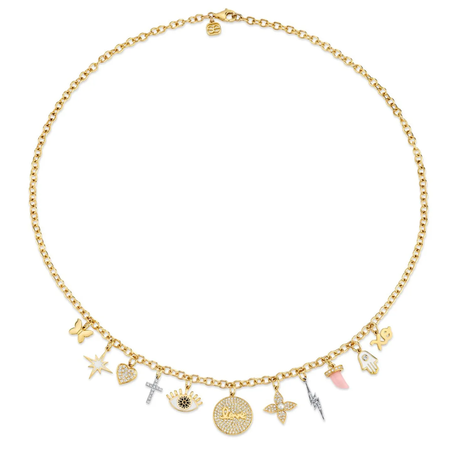 Gold & Diamond Multi-Charm Necklace