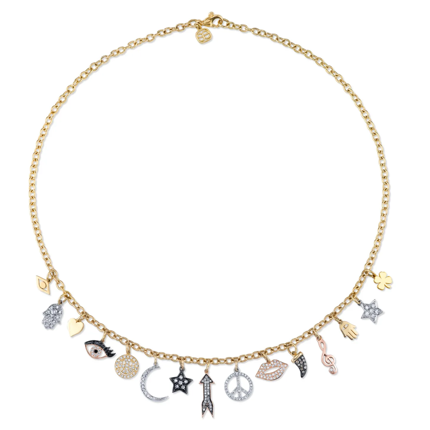 Gold & Diamond Multi-Charm Necklace