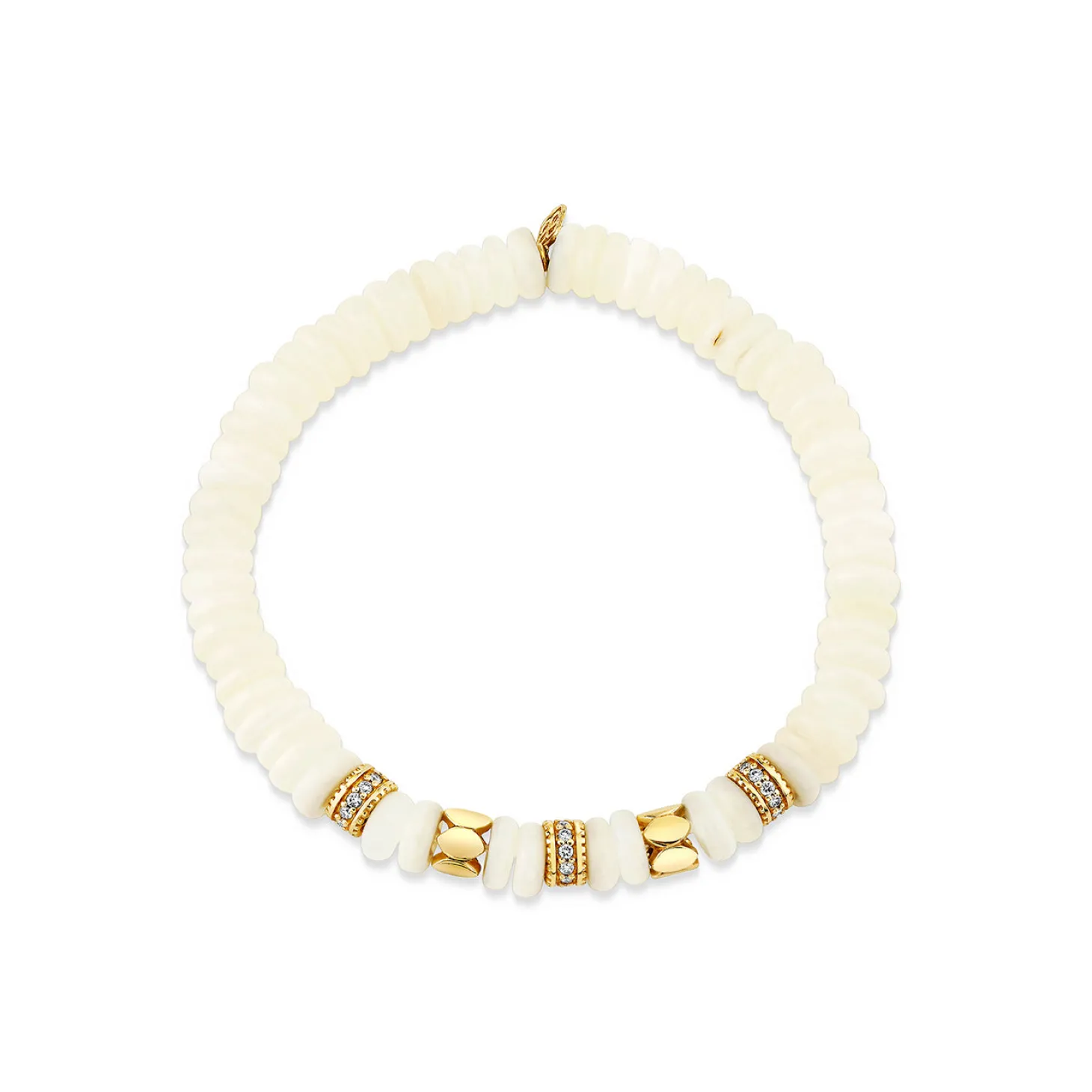 Gold & Diamond Multi-Rondelle Rainbow Moonstone Bracelet