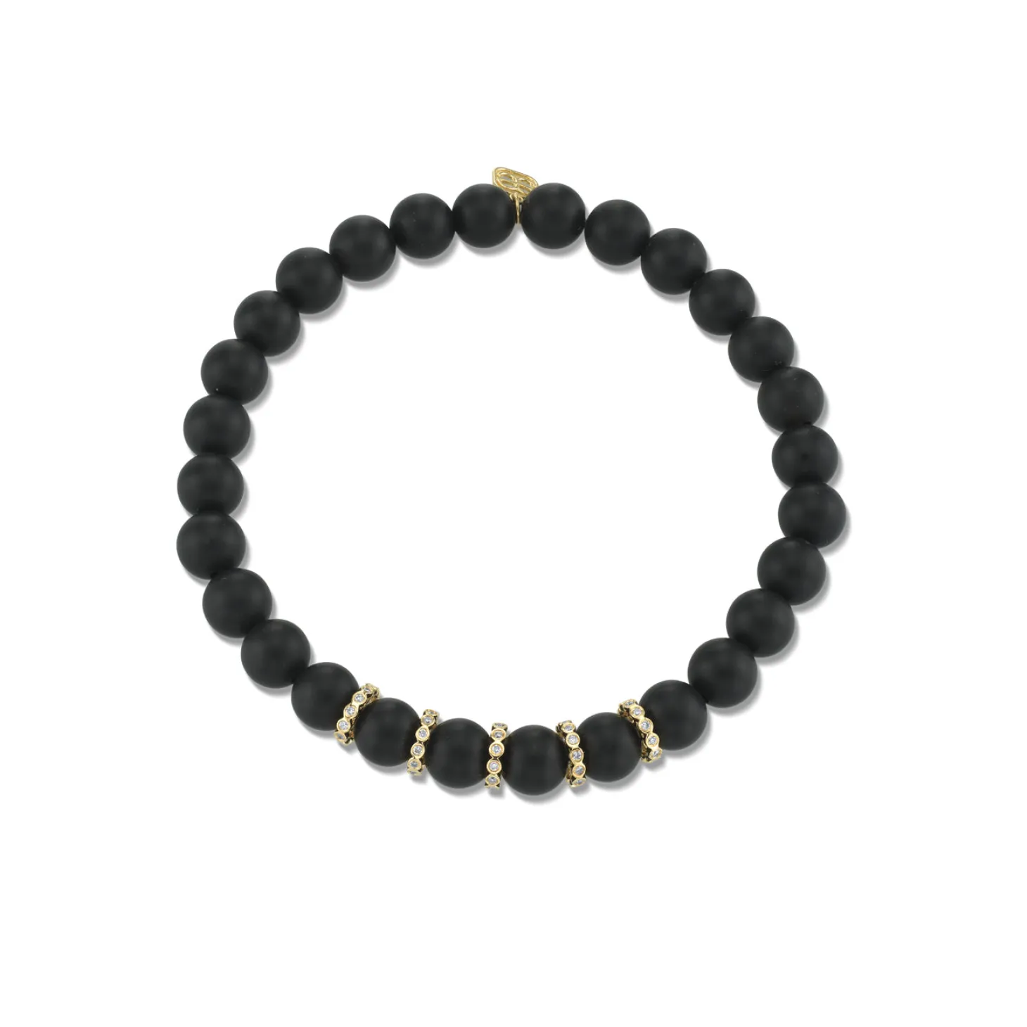 Gold & Diamond Multi-Rondelle on Onyx