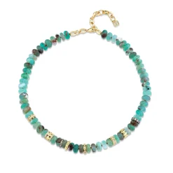 Gold & Diamond Multi-Rondelle Aquaprase Necklace