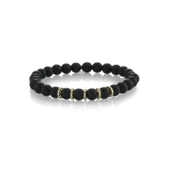 Gold & Diamond Multi-Rondelle on Onyx