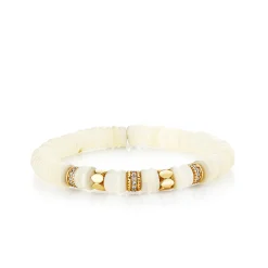 Gold & Diamond Multi-Rondelle Rainbow Moonstone Bracelet