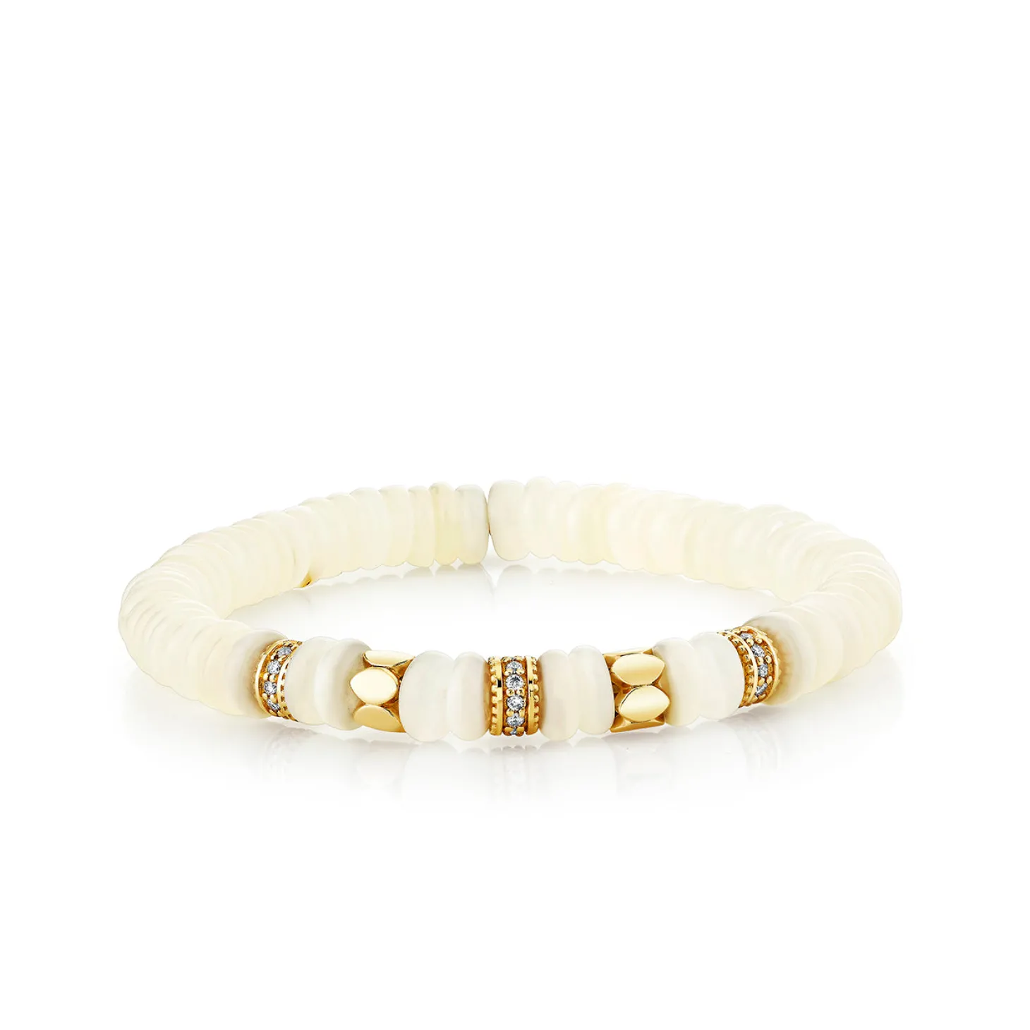 Gold & Diamond Multi-Rondelle Rainbow Moonstone Bracelet