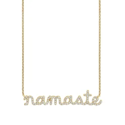 Gold & Diamond Namaste Script Necklace