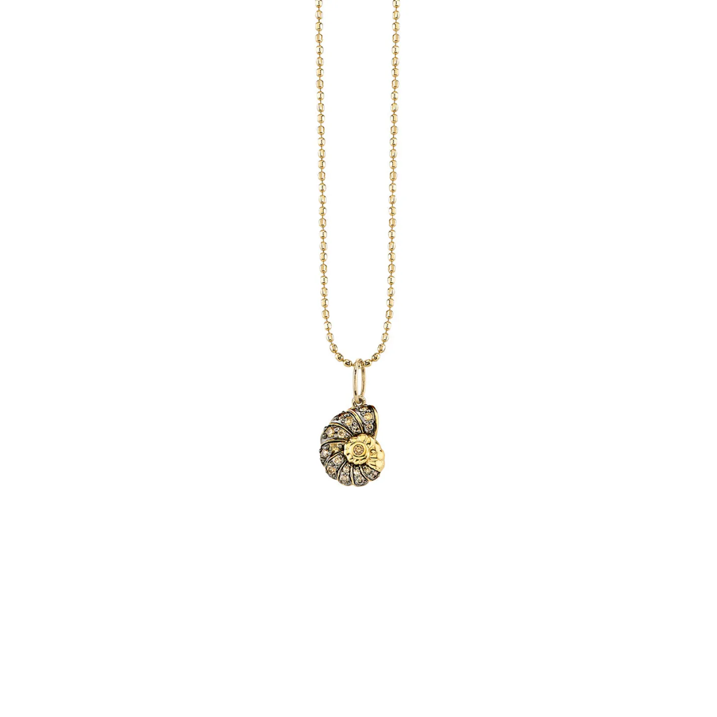 Gold & Diamond Nautilus Shell Charm