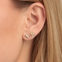 Gold & Diamond Nautilus Shell Stud