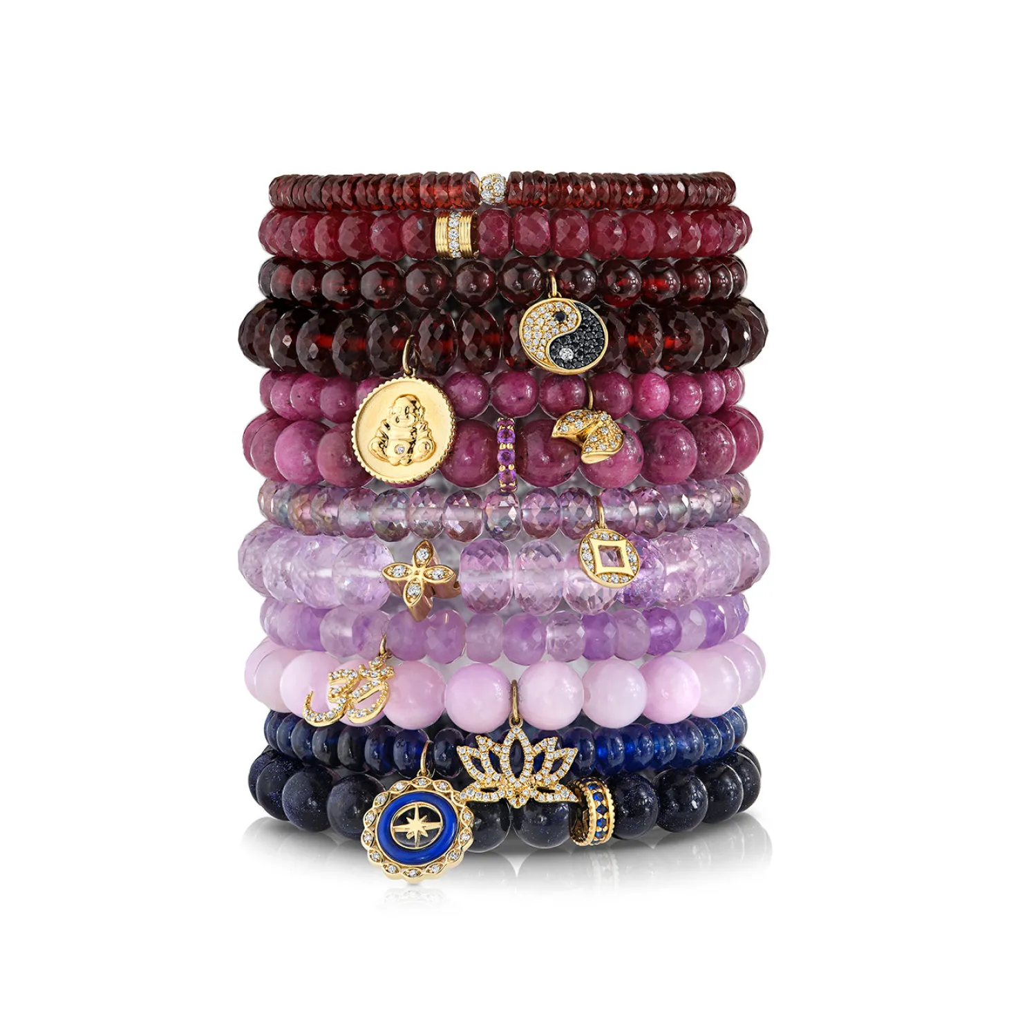 Gold & Diamond Om on Lavender Amethyst