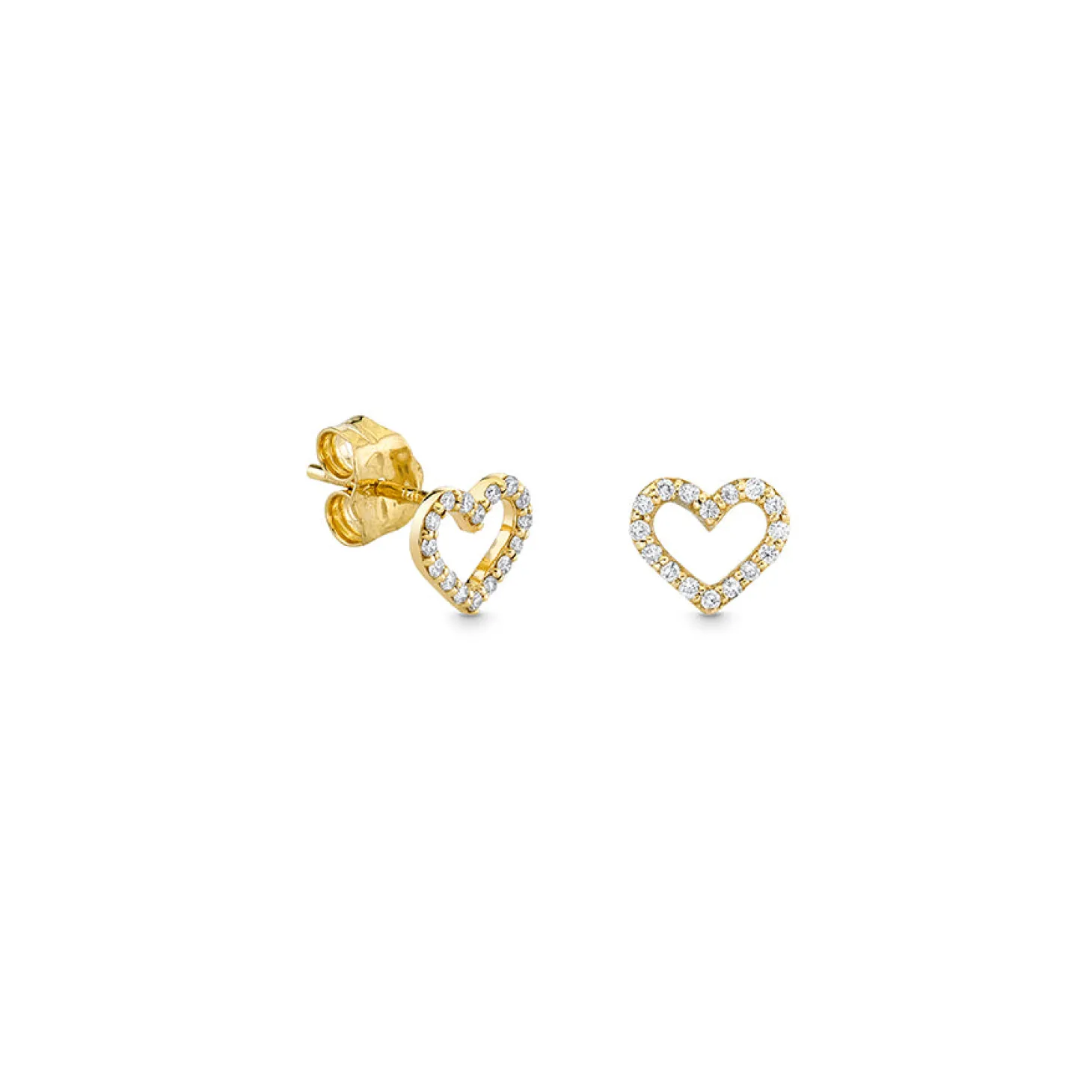 Gold & Diamond Open Heart Stud