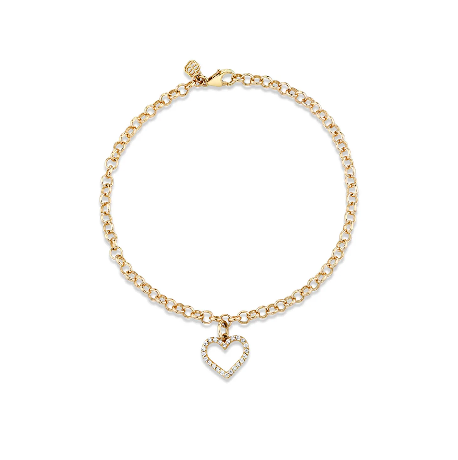 Gold & Diamond Open Heart Bracelet