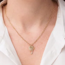Gold & Diamond Palm tree Charm