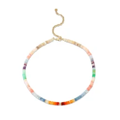 Gold & Diamond Pave Ball Mixed Opal Choker