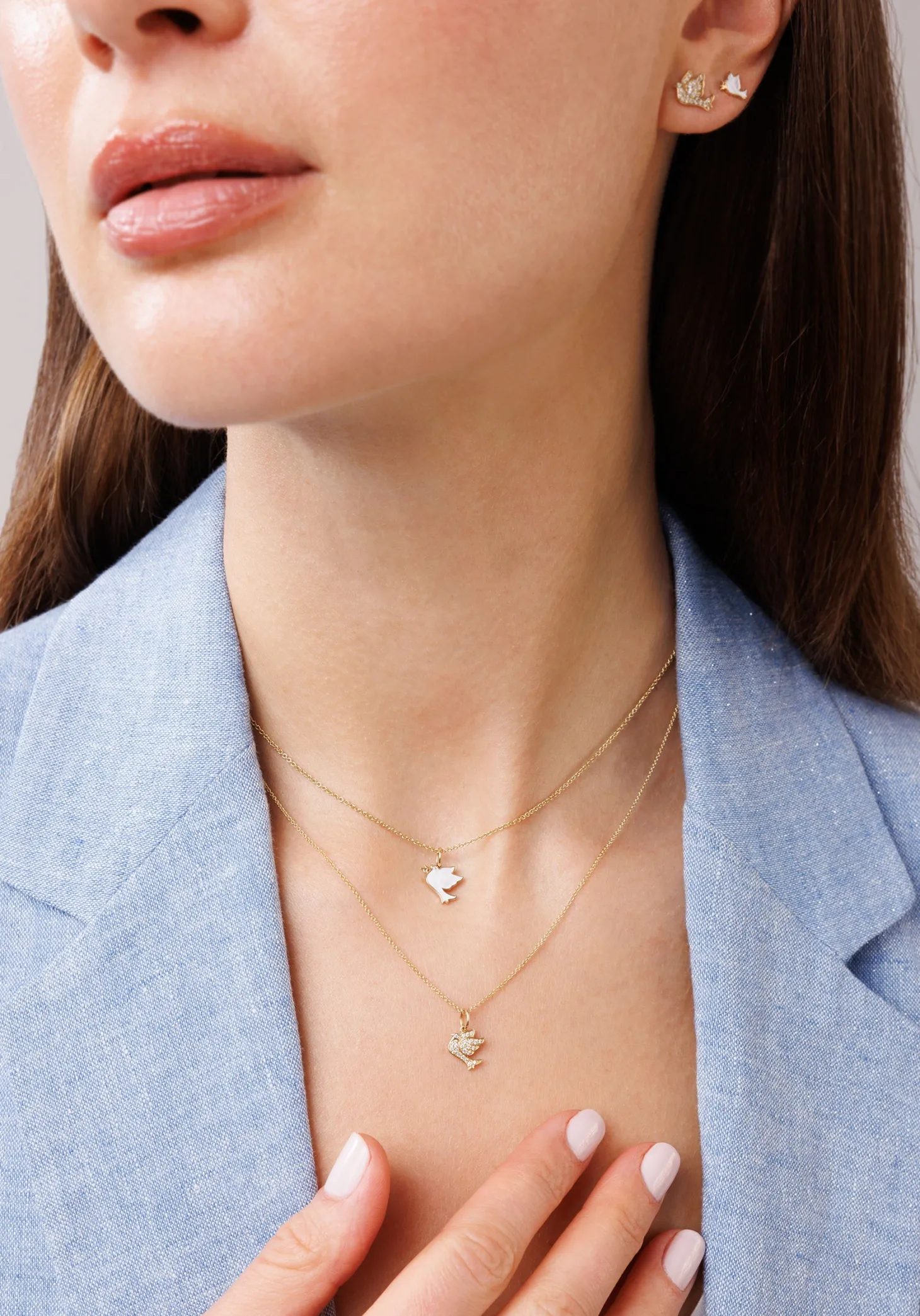 Gold & Diamond Pave Dove Charm