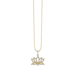 Gold & Diamond Pave Lotus Charm