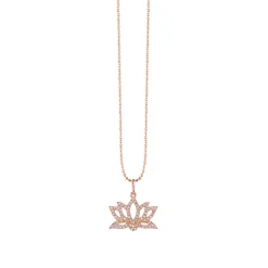 Gold & Diamond Pave Lotus Charm