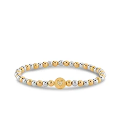 Gold & Diamond Peace & Love Bead on Two-Tone Gold Beads