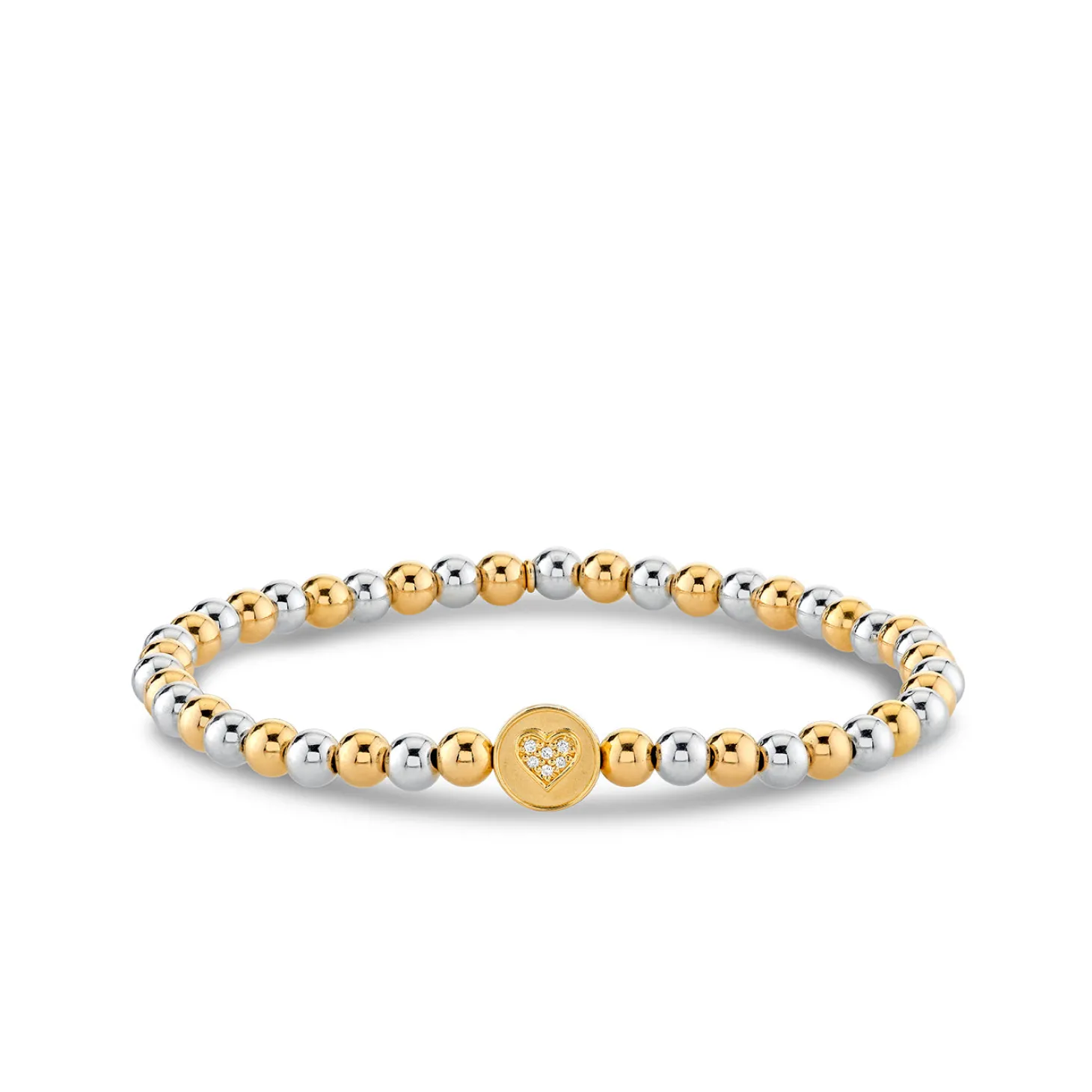 Gold & Diamond Peace & Love Bead on Two-Tone Gold Beads
