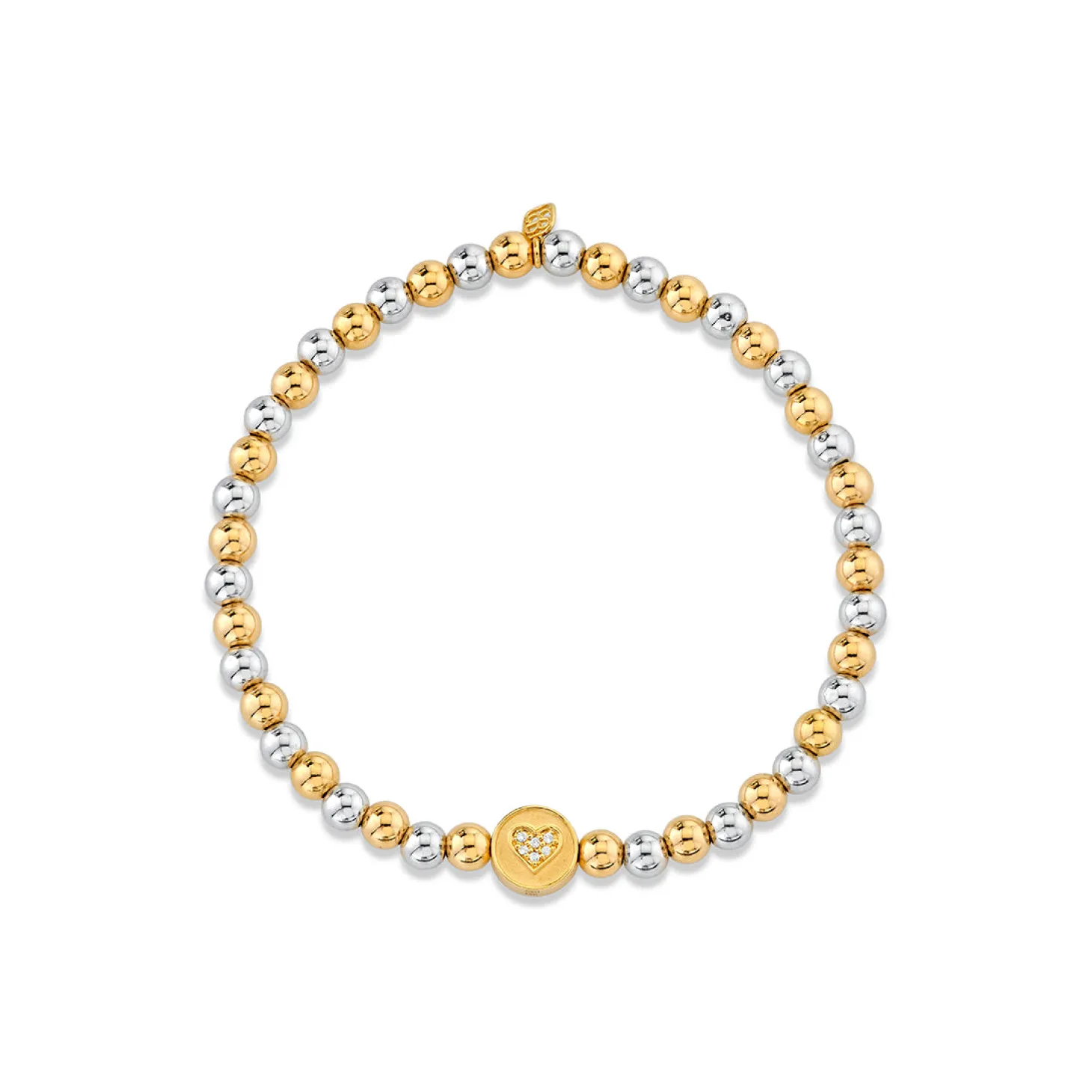 Gold & Diamond Peace & Love Bead on Two-Tone Gold Beads