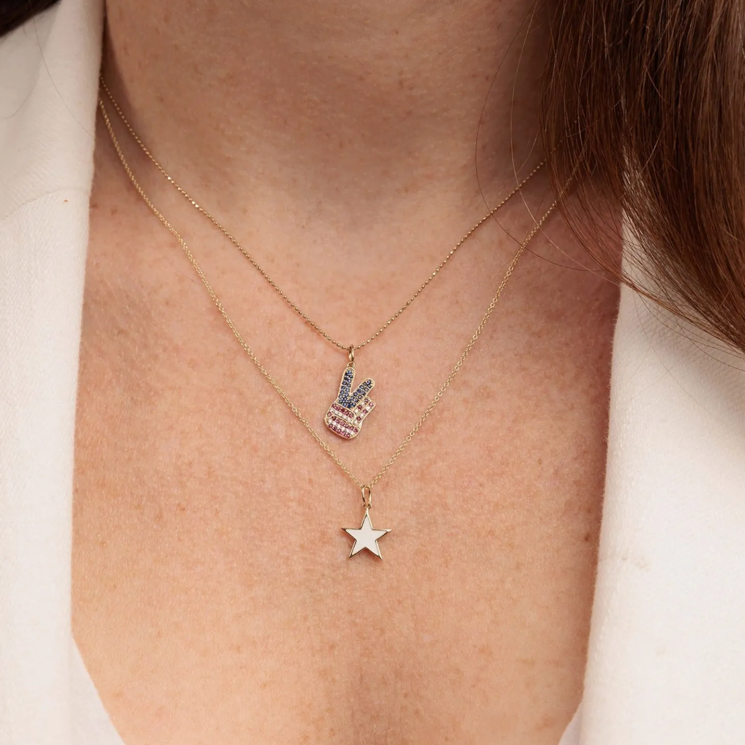 Gold & Diamond Peace Hand Patch Charm