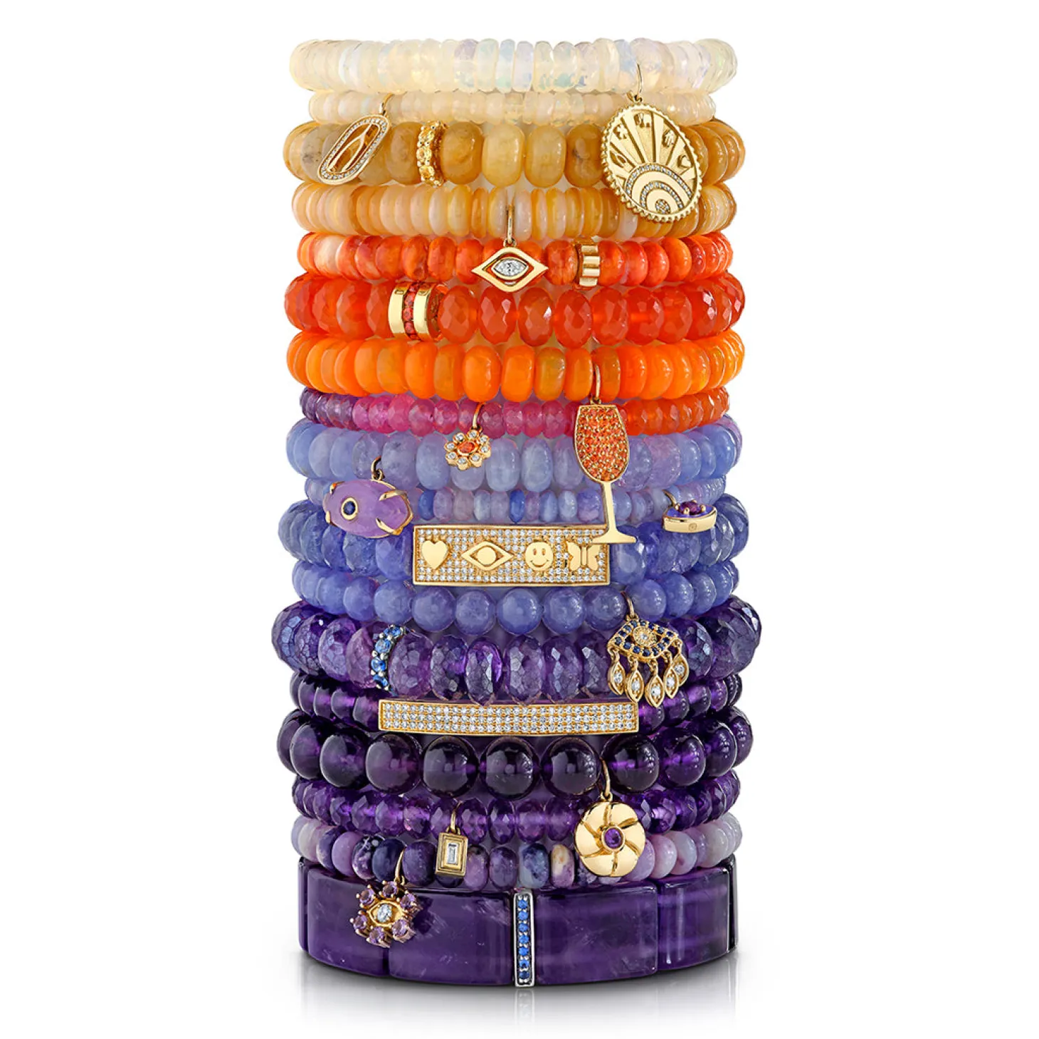 Gold & Diamond Peace Love Protection Tableau on Tanzanite