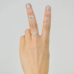 Gold & Diamond Peace Sign Ring