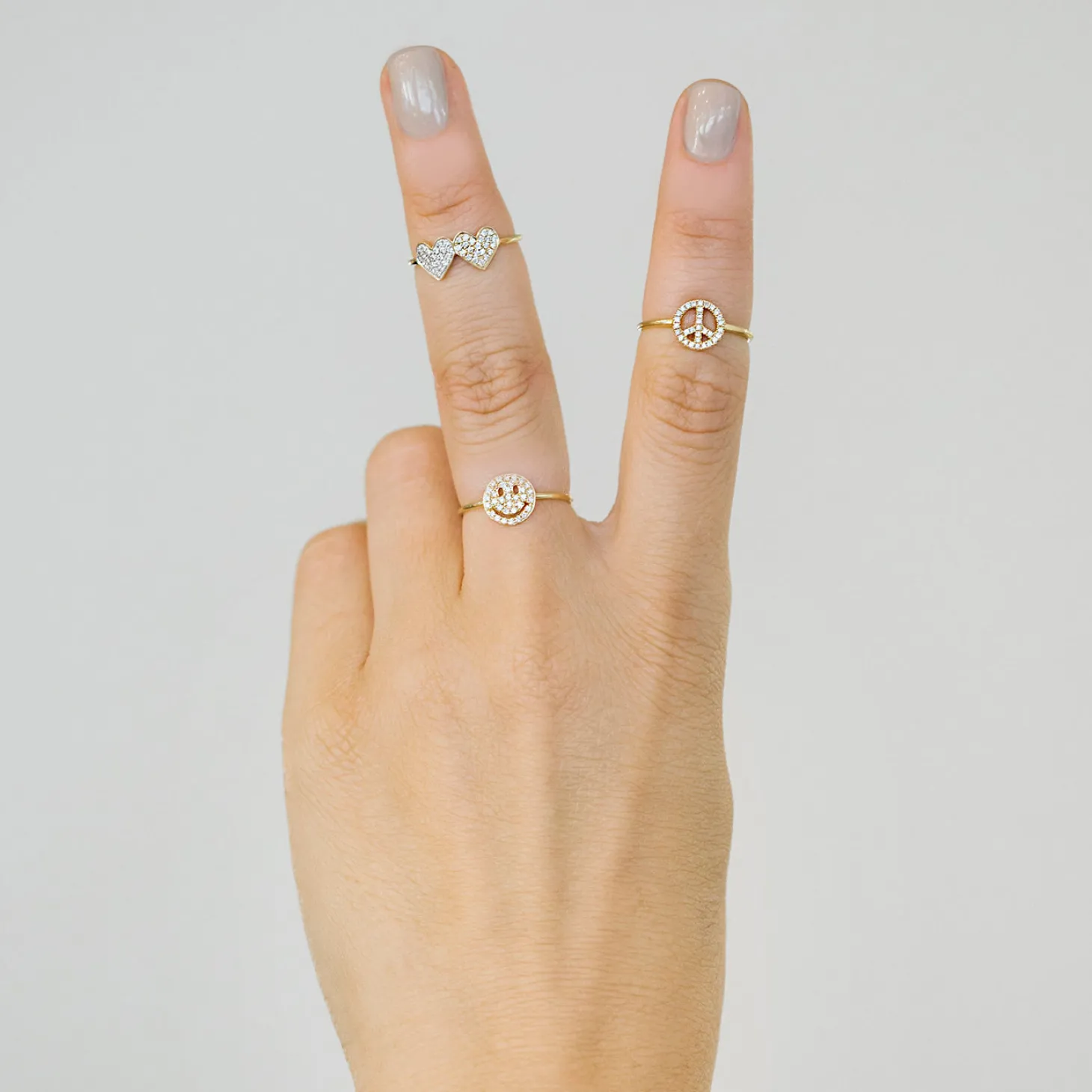 Gold & Diamond Peace Sign Ring