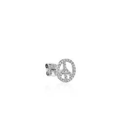 Gold & Diamond Peace Sign Stud