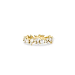 Gold & Diamond Pearl Cocktail Eternity Ring