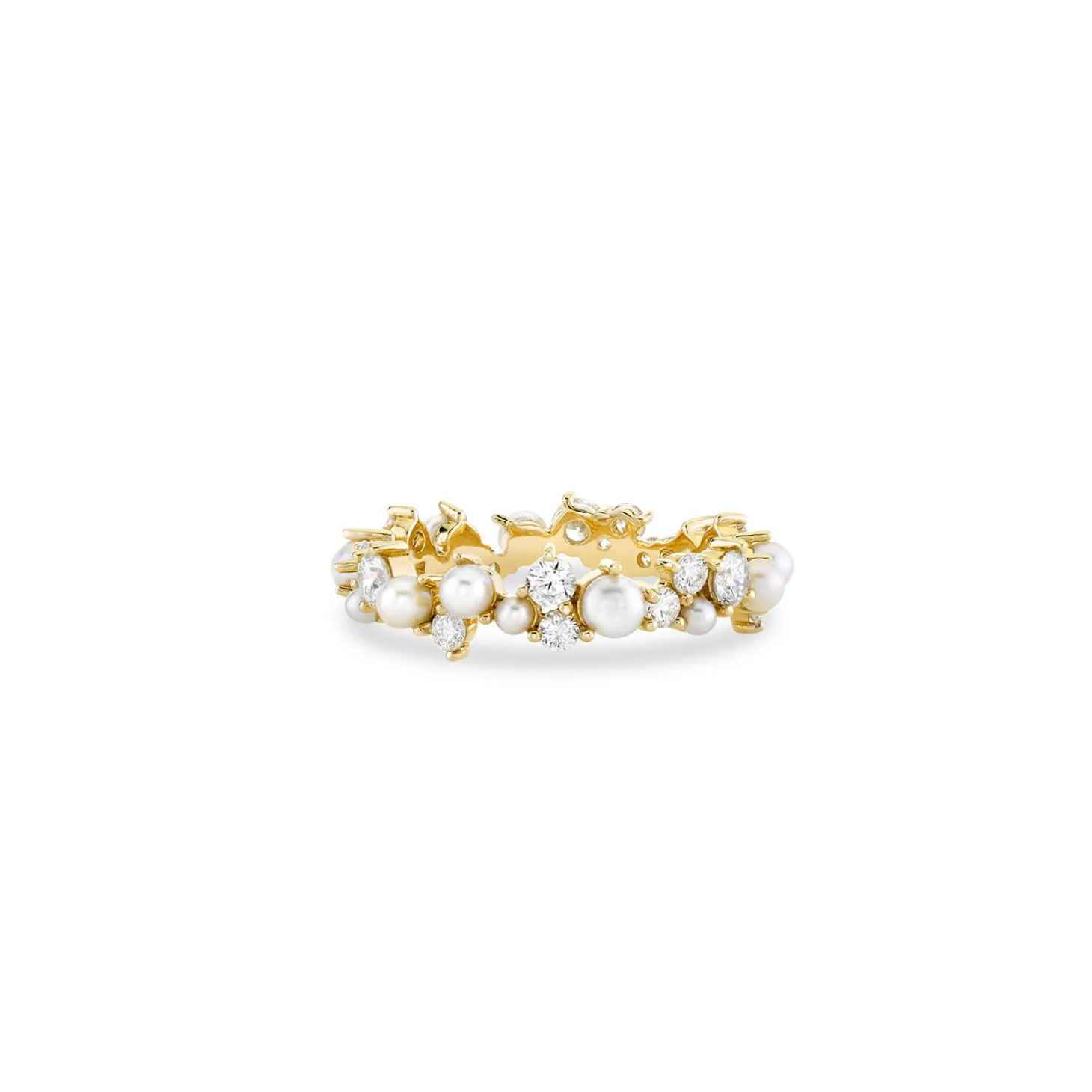 Gold & Diamond Pearl Cocktail Eternity Ring