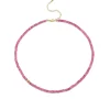 Gold & Diamond Pink Sapphire Faceted Rondelle Beaded Necklace