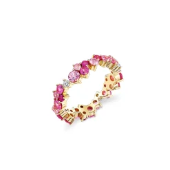 Gold & Diamond Pink Sapphire Cocktail Eternity Ring