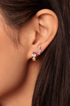 Gold & Diamond Pink Sapphire Cocktail Bar Stud