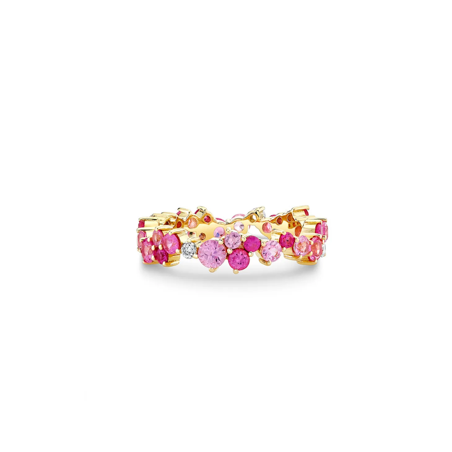 Gold & Diamond Pink Sapphire Cocktail Eternity Ring