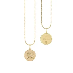 Gold & Diamond Pisces Zodiac Medallion