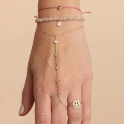 Gold & Diamond Plumeria Cord Bracelet