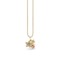 Gold & Diamond Plumeria Ladybug Cluster Charm