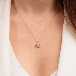 Gold & Diamond Plumeria Ladybug Cluster Charm