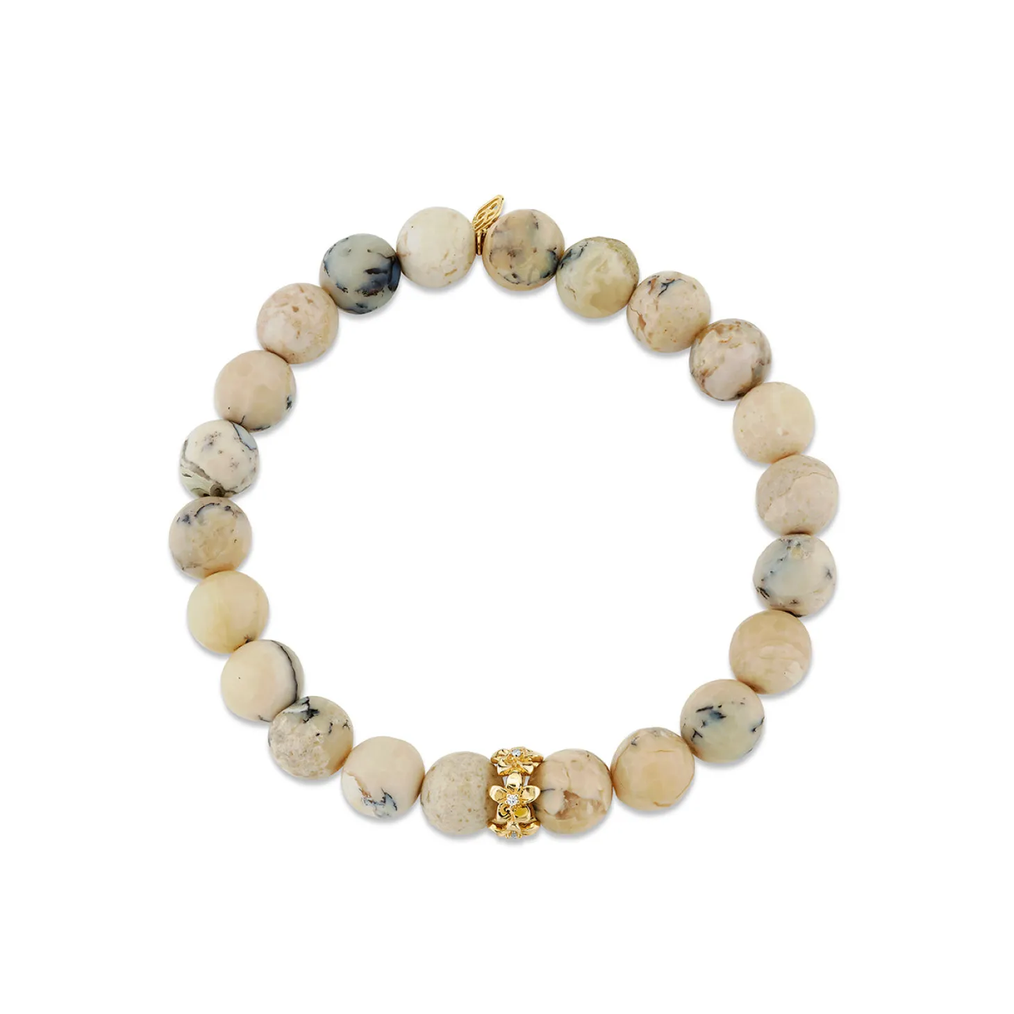 Gold & Diamond Plumeria Rondelle on African Opal