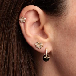 Gold & Diamond Plumeria Stud