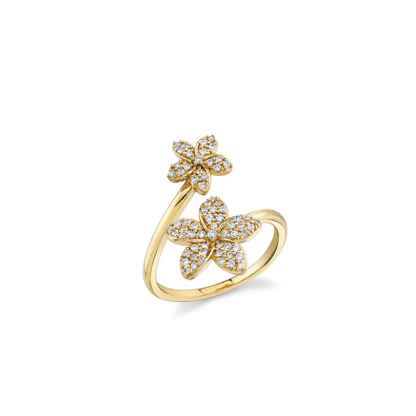 Gold & Diamond Plumeria Wrap Ring