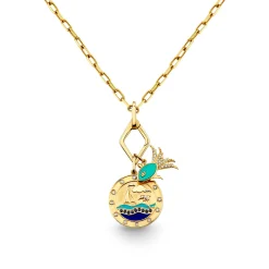 Gold & Diamond Porthole & Fish Necklace